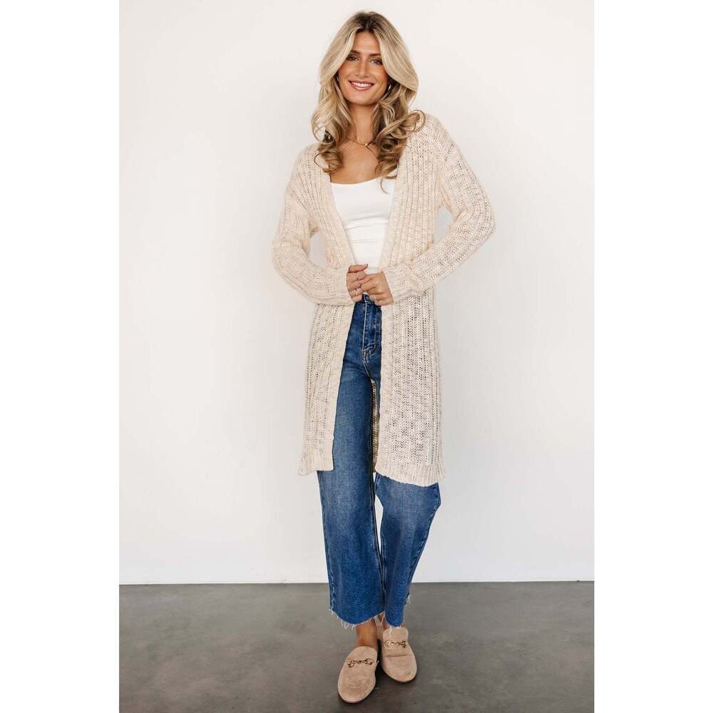 Baltic Born Devman Open Front Loose Knit Cardigan | Cream Size M